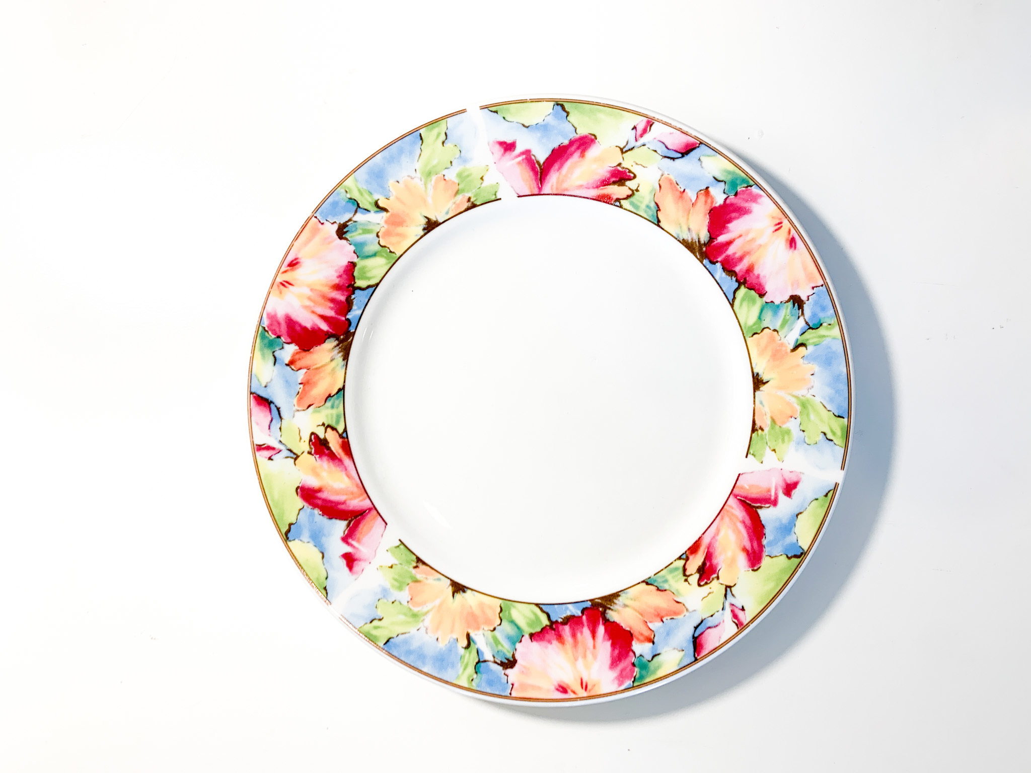 Floral Rimmed Plate - BERBANK EVENTS