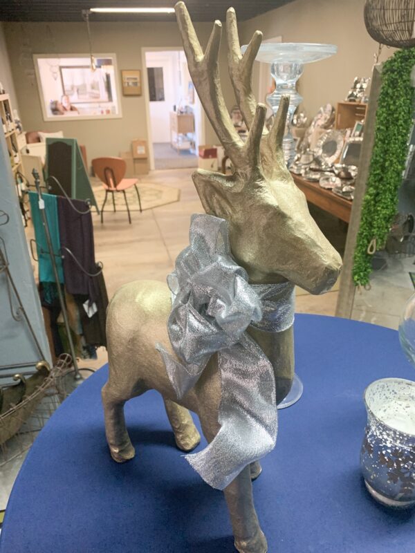 Gold Reindeer with Silver Bow