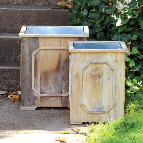 Reclaimed Wood Medallion Planters, small