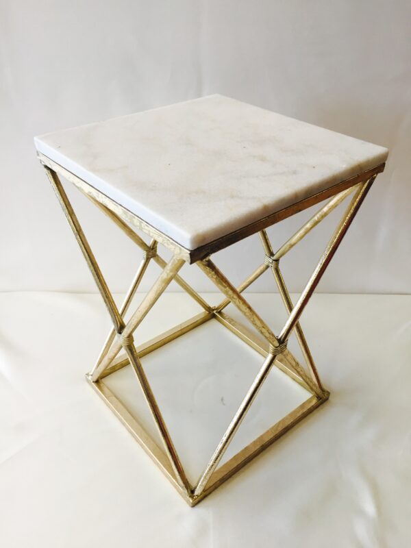 Gold Mod Accent Table with Marble Top