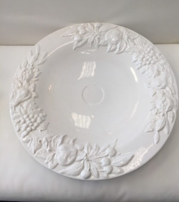 White Ceramic Platter w/Ornate Sides