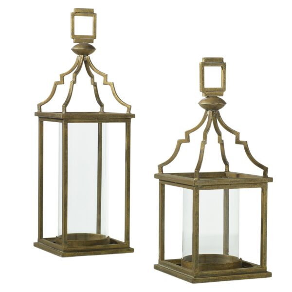 Glass Selima Lantern (gold) - 7" x 17.5"