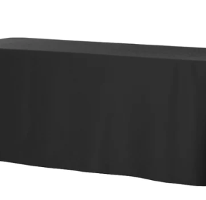 90" x 132" Black, Polyester, Rounded Corners Tablecloth