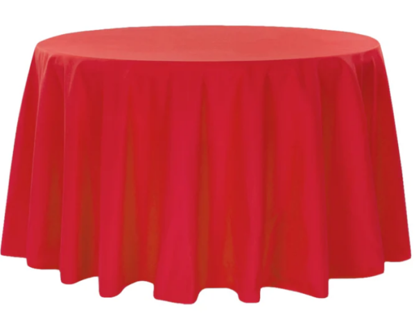 132" Round Cherry Red Polyester Tablecloth