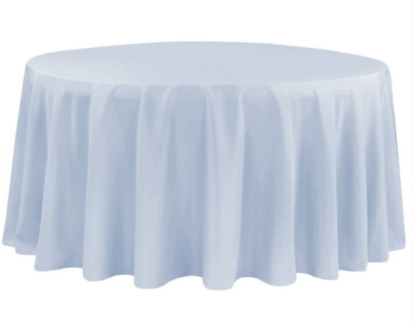 108" Round Ice Blue Polyester Tablecloth