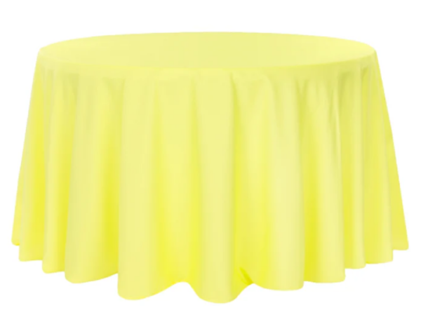 90"x156" Round Lemon Polyester Tablecloth