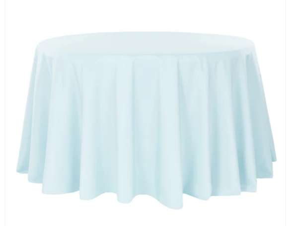 108" Round Light Blue Polyester Tablecloth