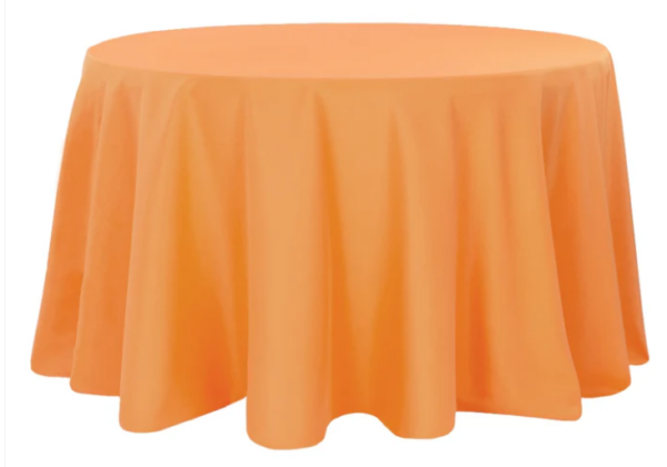 108" Round Orange Polyester Tablecloth