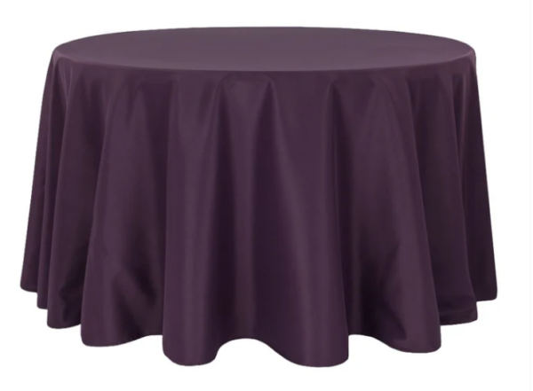 108" Round Plum Polyester Tablecloth