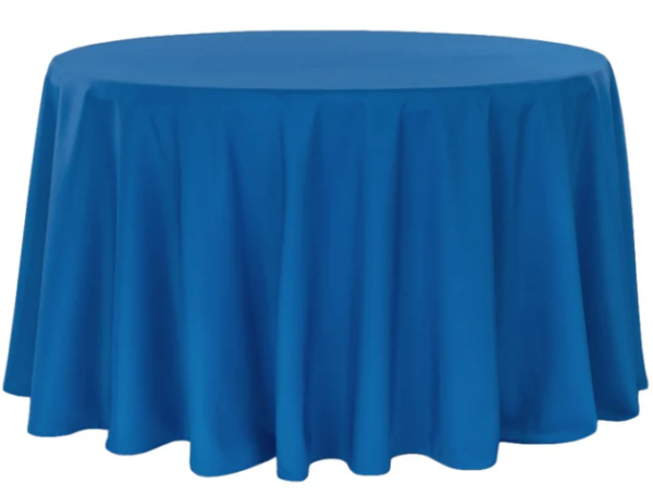 108" Round Royal Blue Polyester Tablecloth