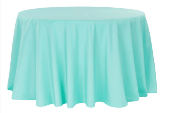 108" Round Turquoise Polyester Tablecloth
