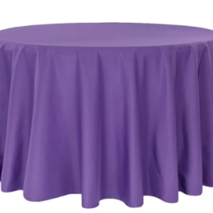 132" Round Purple Polyester Tablecloth