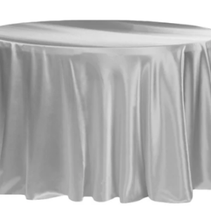 132" Round Silver Satin Tablecloth