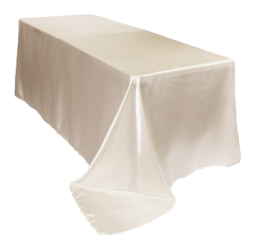 90" x 132" Ivory Satin Tablecloth