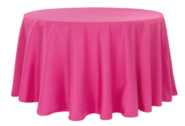 120" Round Hot Pink Polyester Tablecloth