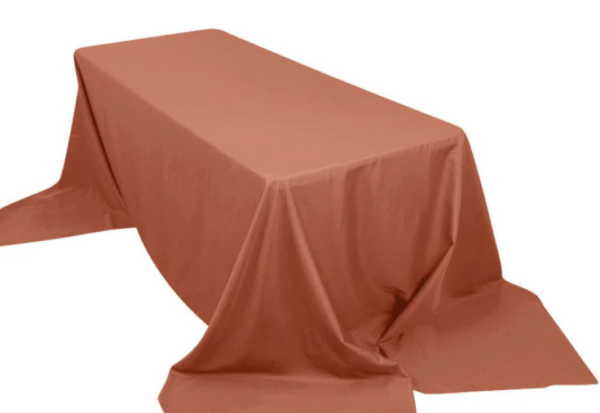 90" x 156" Terracotta Polyester Tablecloth