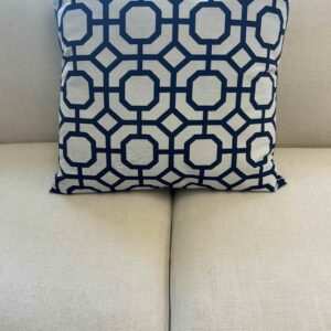 Blue and White Geometric Pillow