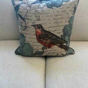 Bird Letter Floral Print Pillow