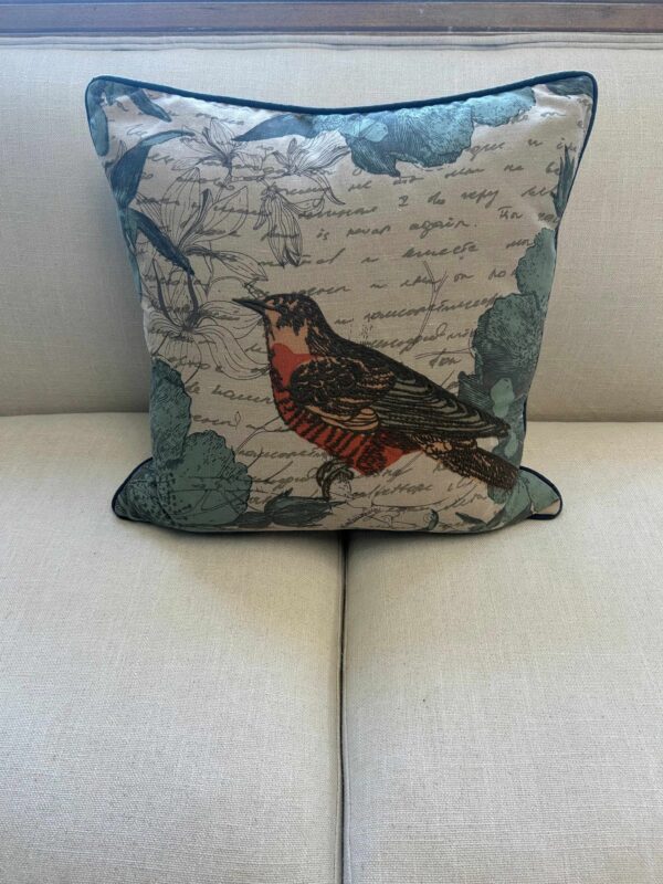 Bird Letter Floral Print Pillow