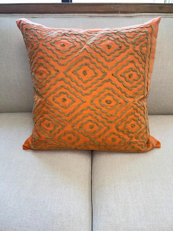 Orange Accent Geometric Design Pillow