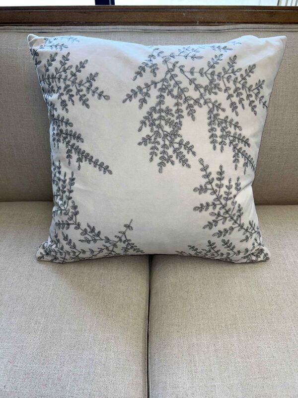 White and Silver leaf Pillow