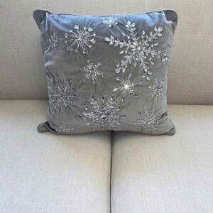 Grey jeweled Snowflake Pillow