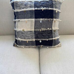Navy and Beige Stitch Plaid Pillow
