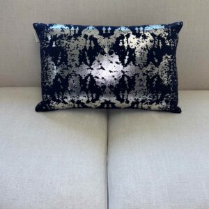 Navy and Silver Metallic Pillow