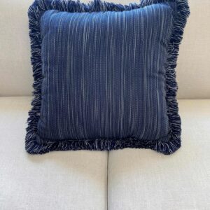 Blue Fringed Textured Pillow