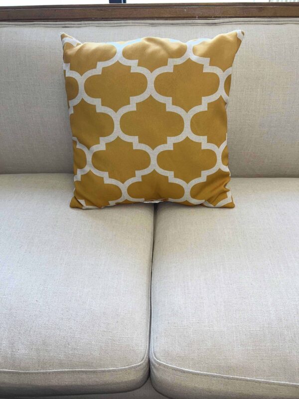 Yellow and White Geometric Pillow