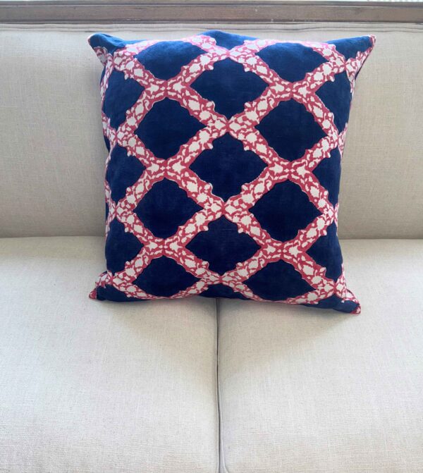 Pink and Navy Throw Pillow