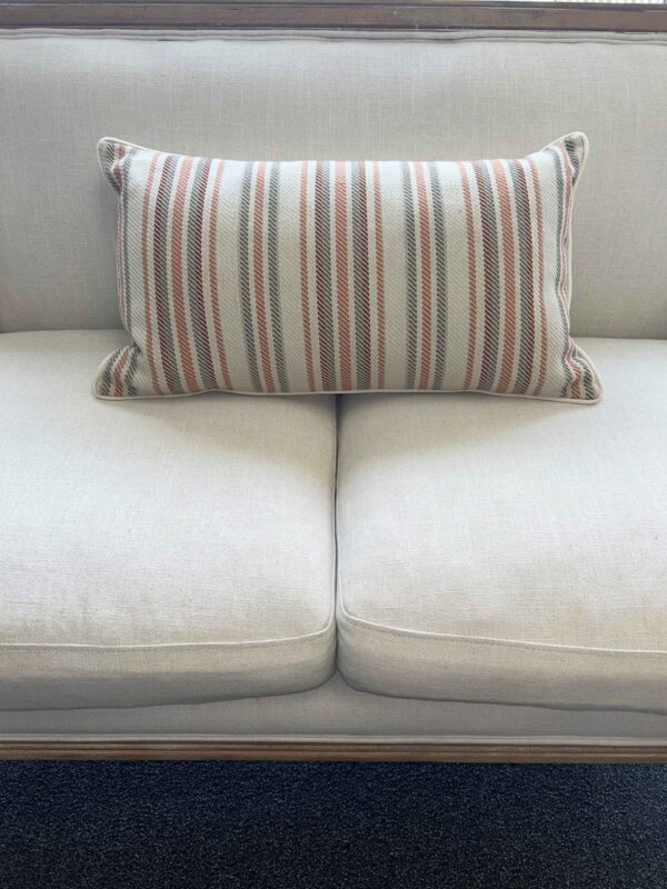Neutral and Orange Striped Pillow