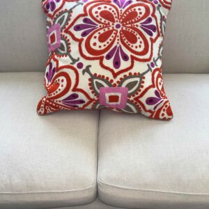 Orange and Pink Paisley Pillow