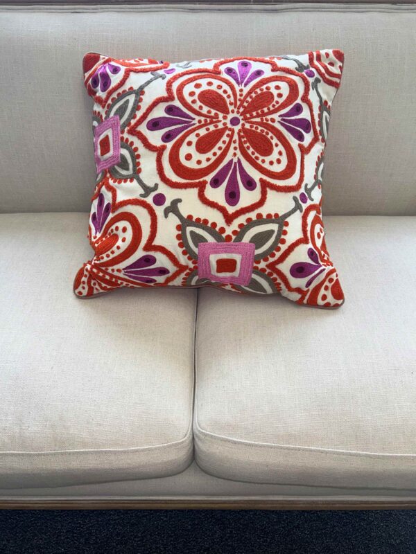 Orange and Pink Paisley Pillow