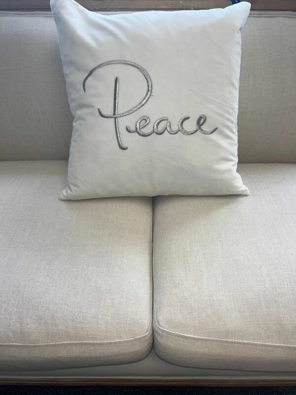 White Velvet Peace Pillow