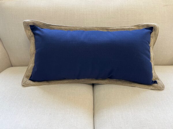 Navy with Natural Woven Edge Pillow