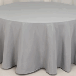 120" Round Gray Polyester Tablecloth