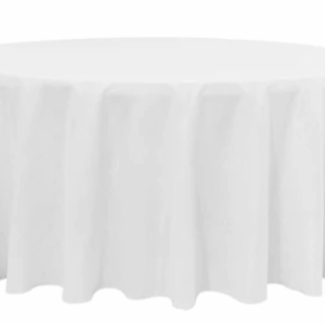 132" Pure White, Round Polyester Tablecloth