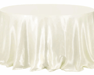 132" Ivory Satin, Round Tablecloth