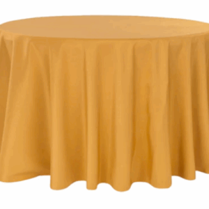 90"x156" Gold Polyester, Round Tablecloth