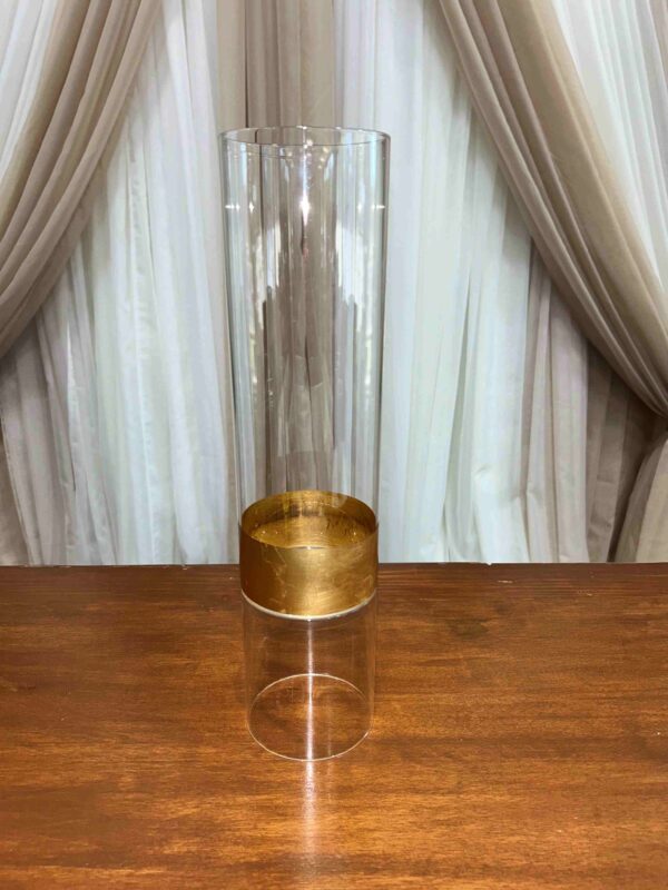 Clear and Gold Double Vase/Votive 14"