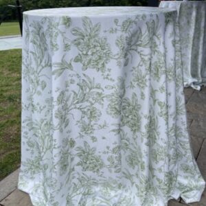 120" Cotton Flores Green Print Tablecloth