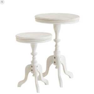 Distressed White Wood Side Table 2' Tall