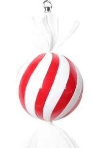 18.5" Red-White Swirl Candy Glitter Ornament
